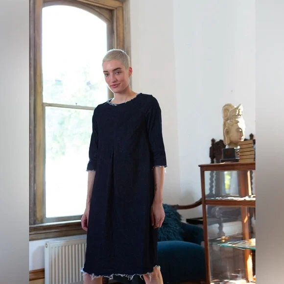 ERICA TANOV Signature Rye Denim Dress Sz 1/S - Picture 1 of 7